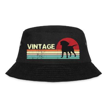Vintage Hund Retro Sonnenuntergang - Bucket Hat - Schwarz - Vorne - Lela (165cm)