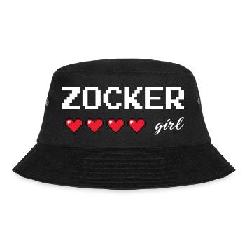 Zocker Girl Retro-Design mit 8-Bit Herz - Bucket Hat - Schwarz - Vorne - Lela (165cm)
