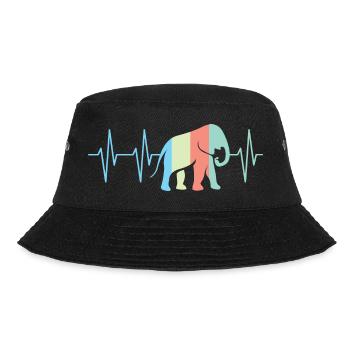 bunte Farben Elefant Elefanten Herzschlag Symbol - Bucket Hat - Schwarz - Vorne - Lela (165cm)