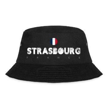 Straßburg Distressed Flagge Typografie - Bucket Hat - Schwarz - Vorne - Lela (165cm)