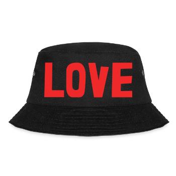 HERZ. HERZ. VALENTINSTAG. LIEBE. LIEBE. PAAR. - Bucket Hat - Schwarz - Vorne - Lela (165cm)