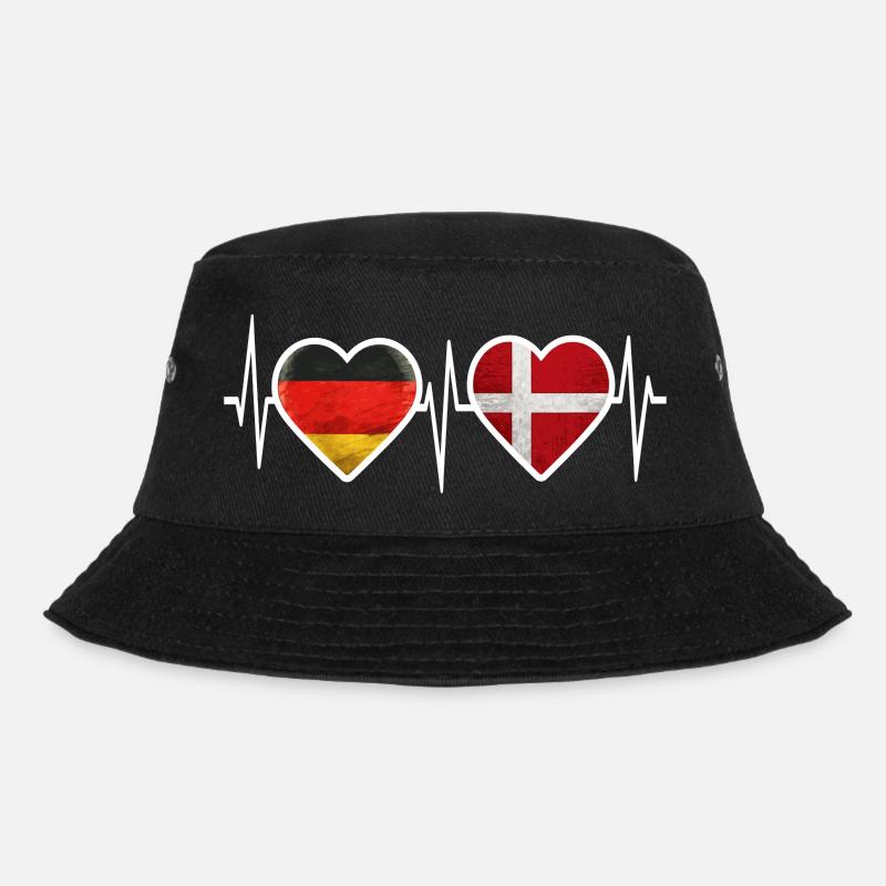 Deutschland Dänemark Herzschlag - Bucket Hat - Schwarz