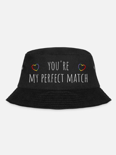you re my perfect match regenbogen black shirt - Bucket Hat - Schwarz