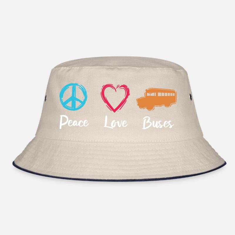 Peace Love Buses Bucket Hat