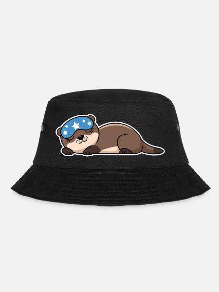 Entzückender schlafender Otter mit Sternenmaske - Bucket Hat - Schwarz