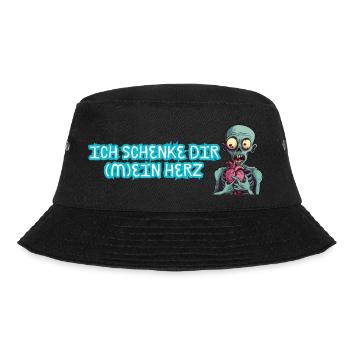 Ich schenke dir mein Herz - Liebe Zombie Romantik - Bucket Hat - Schwarz - Vorne - Lela (165cm)
