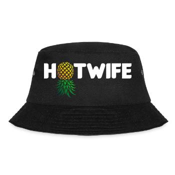 Hotwife Auf dem Kopf Stehende Ananas Swinger Heiße Ehefrau - Bucket Hat - Schwarz - Vorne - Lela (165cm)