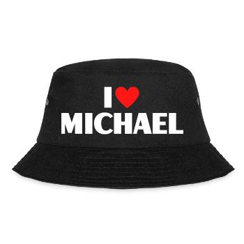 I love Michael Red Heart Romantic Name Fan - Bucket Hat - black - Front - Lela (165cm)