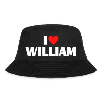I love William Rotes Herz Romantischer Name Fan - Bucket Hat - Schwarz - Vorne - Lela (165cm)