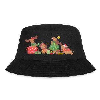 Hunde-Weihnachten - Bucket Hat - Schwarz - Vorne - Lela (165cm)