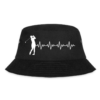 Golf Golfer Golf Shot ECG Heartbeat Heart Rate - Bucket Hat - black - Front - Lela (165cm)