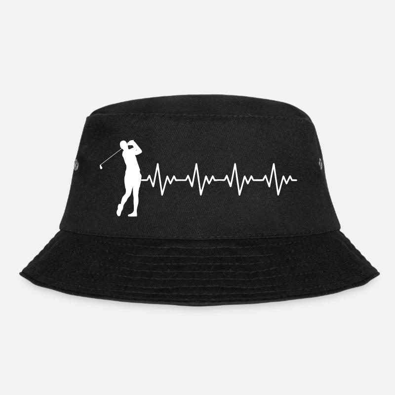 Golf Golfer Golfschlag EKG Herzschlag Herzfrequenz - Bucket Hat - Schwarz