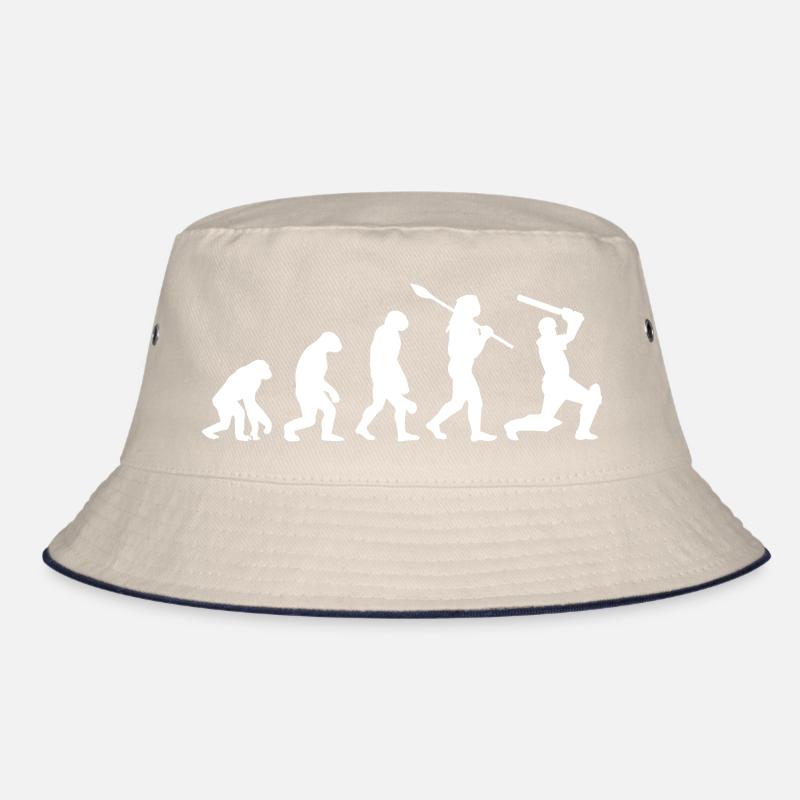 Cricket Evolution Player Silhouette Funny Sport Bucket Hat