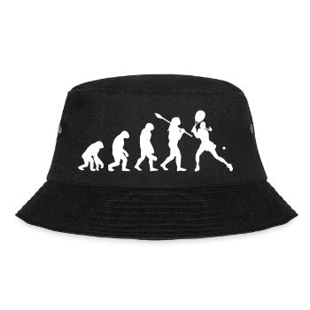 Lustiger Tennis-Evolution-Sportliebhaber Tennisspieler - Bucket Hat - Schwarz - Vorne - Lela (165cm)