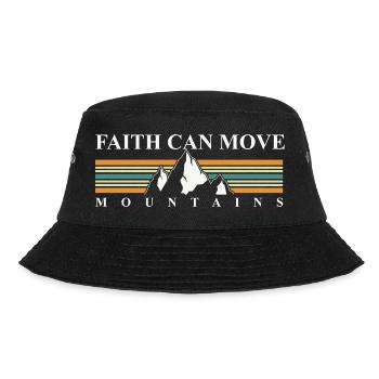 Glaube bewegt Berge – Retro Berglandschaft - Bucket Hat - Schwarz - Vorne - Lela (165cm)