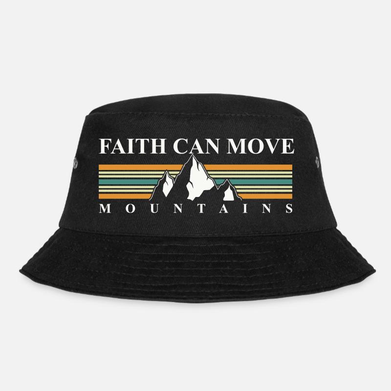 Glaube bewegt Berge – Retro Berglandschaft - Bucket Hat - Schwarz