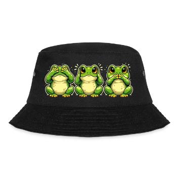 Three Frogs Lake Hear Speak Funny Motif - Bucket Hat - black - Front - Lela (165cm)