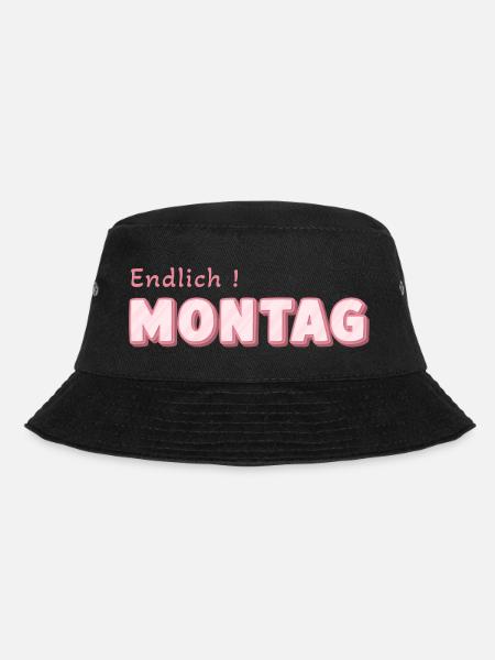 Endlich Montag – Pink Retro Schrift - Bucket Hat - Schwarz