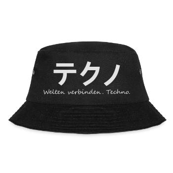Techno - Welten verbinden. Techno | Kanji - Bucket Hat - Schwarz - Vorne - Lela (165cm)