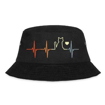 Mein Herz schlägt für Katzen - Bucket Hat - Schwarz - Vorne - Lela (165cm)