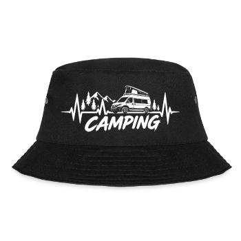 Camping Herzschlag Wohnmobil Berge Vanlife - Bucket Hat - Schwarz - Vorne