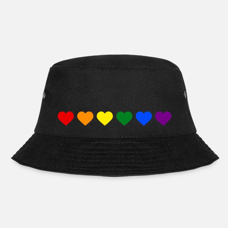 Rainbow heart - Bucket Hat - black