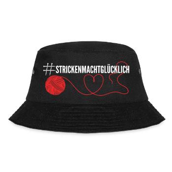 Stricken macht glücklich - Bucket Hat - Schwarz - Vorne - Lela (165cm)