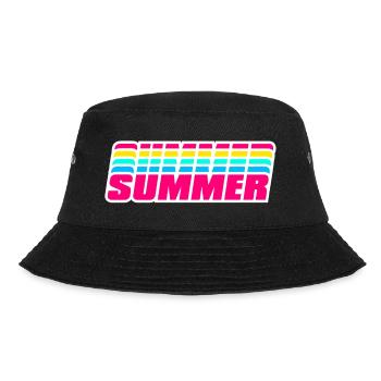 Retro Summer | 80s Style Rainbow  - Bucket Hat - black - Front - Lela (165cm)