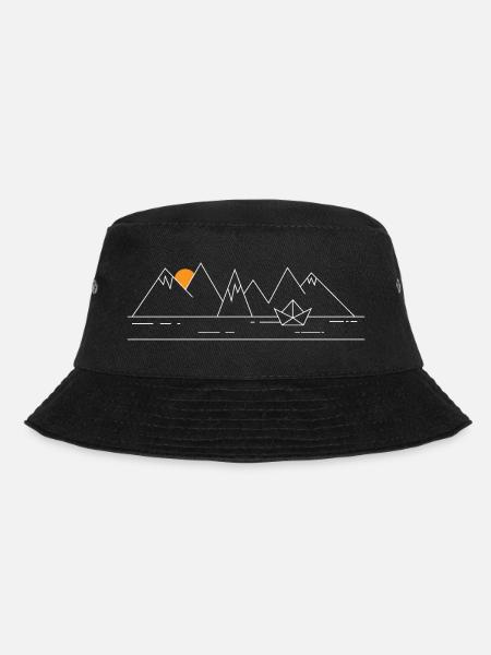 Boot und Berge - Bucket Hat - Schwarz
