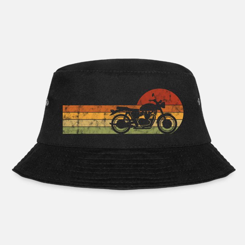 Biker Retro Chopper Bobber Motorcyclist Motorcycle - Bucket Hat - black