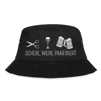 Schere, Wein, paar Bier - Party Saufen Team - Bucket Hat - Schwarz - Vorne - Lela (165cm)