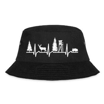 ECG curve - heart curve - high - hunter - hunting - Bucket Hat - black - Front - Lela (165cm)