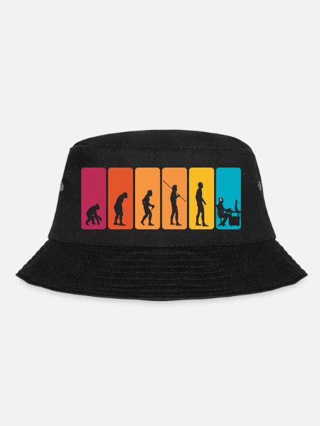 Gamer Evolution Awesome Vintage Evolution Of Man - Bucket Hat - Schwarz