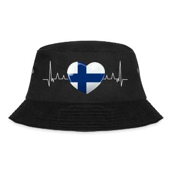 Finnland Flagge Herzschlag Urlaub Geschenk - Bucket Hat - Schwarz - Vorne - Lela (165cm)