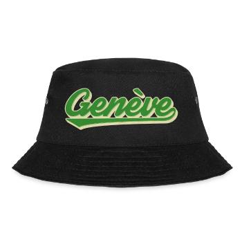 Genève Grün Retro Script - Bucket Hat - Schwarz - Vorne - Lela (165cm)
