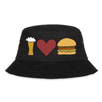 Burger Bier Liebe Herz - Bucket Hat - Schwarz - Vorne - Lela (165cm)