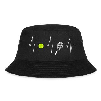 Tennis heartbeat with tennis ball & tennis racket - Bucket Hat - black - Front - Lela (165cm)