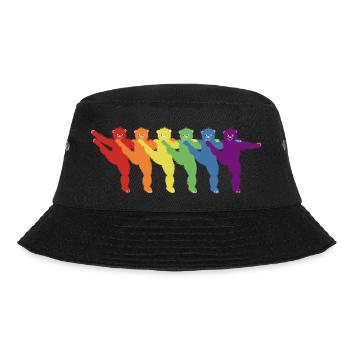 Dancing Rainbow Bears, Pride Outfit - Bucket Hat - black - Front - Lela (165cm)