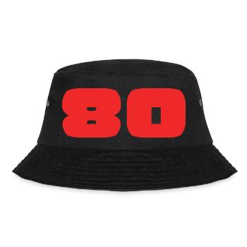 80. 80 JAHRE. 80-JÄHRIGES JUBILÄUM. GEBURTSTAG 80 JAHRE. - Bucket Hat - Schwarz - Vorne - Lela (165cm)