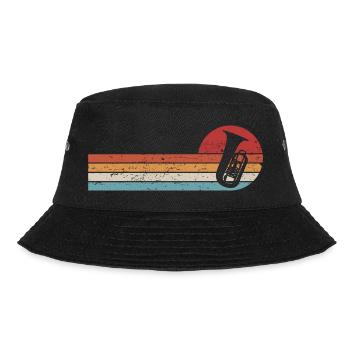 Retro Tuba Brass Music Tuba Player Tubist - Bucket Hat - black - Front - Lela (165cm)