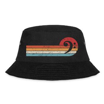 Music Key Retro Bass Clef Musician Bass Player - Bucket Hat - black - Front - Lela (165cm)