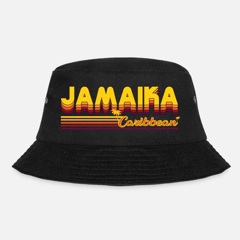 Jamaika - Palmen Design - Karibischer Lebensstil - Bucket Hat - Schwarz
