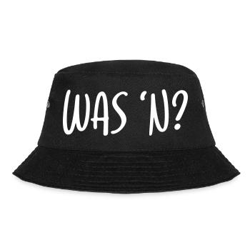 Was ist los? coole Sprüche Frage Handschrift - Bucket Hat - Schwarz - Vorne - Lela (165cm)