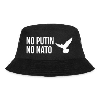 NO PUTIN NO NATO mit Friedenstaube - Bucket Hat - Schwarz - Vorne - Lela (165cm)