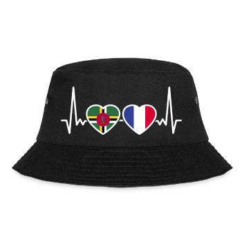 Dominica Frankreich Herzschlag Flagge Dominicaner - Bucket Hat - Schwarz - Vorne - Lela (165cm)