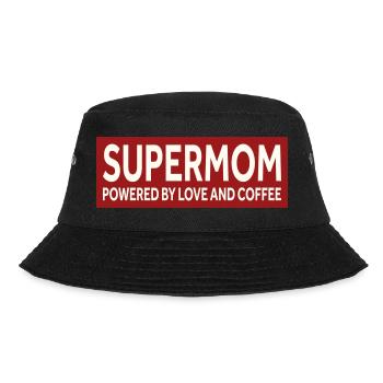 SUPERMOM - POWERED BY LOVE AND COFFEE - Bucket Hat - Schwarz - Vorne - Lela (165cm)