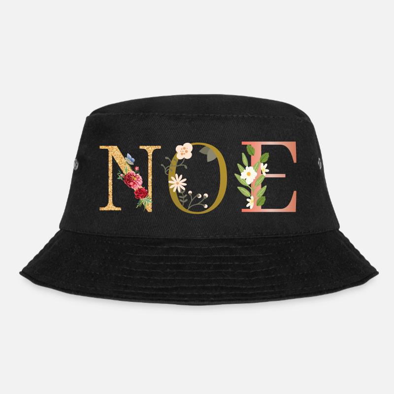 NOE Name Art avec des fleurs brodées - Bob - noir