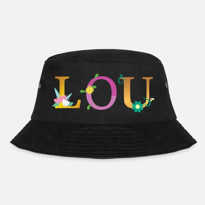 Nom LOU Orné de fleurs - Bob - noir