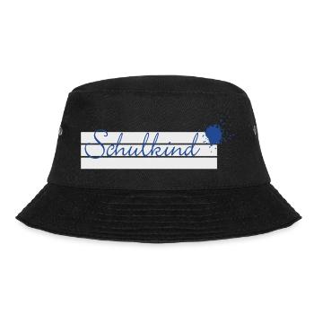 Schoolchild - inkblot blue on writing lines - Bucket Hat - black - Front - Lela (165cm)