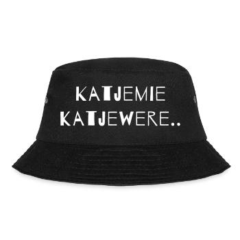 Katjemie Kätzchen. Westflämisches Dialekthemd - Bucket Hat - Schwarz - Vorne - Lela (165cm)